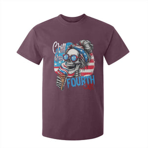 Funny Chill The Fourth Out 4th Of July T Shirt For Kid Patriotic Skeleton Popsicle US Flag TS11 Maroon Print Your Wear