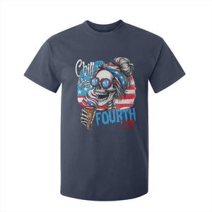 Funny Chill The Fourth Out 4th Of July T Shirt For Kid Patriotic Skeleton Popsicle US Flag TS11 Navy Print Your Wear