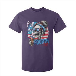 Funny Chill The Fourth Out 4th Of July T Shirt For Kid Patriotic Skeleton Popsicle US Flag TS11 Purple Print Your Wear