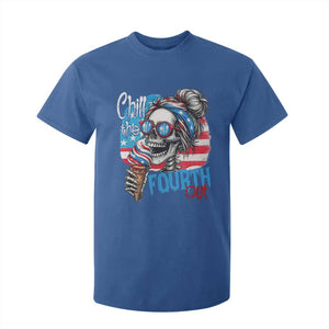 Funny Chill The Fourth Out 4th Of July T Shirt For Kid Patriotic Skeleton Popsicle US Flag TS11 Royal Blue Print Your Wear