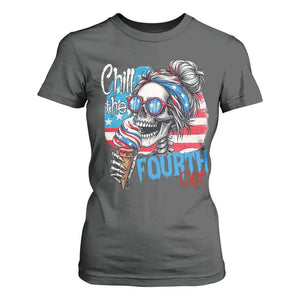 Funny Chill The Fourth Out 4th Of July T Shirt For Women Patriotic Skeleton Popsicle US Flag TS11 Dark Heather Print Your Wear