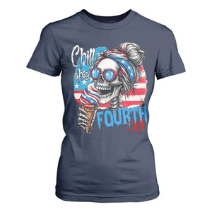 Funny Chill The Fourth Out 4th Of July T Shirt For Women Patriotic Skeleton Popsicle US Flag TS11 Navy Print Your Wear