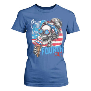 Funny Chill The Fourth Out 4th Of July T Shirt For Women Patriotic Skeleton Popsicle US Flag TS11 Royal Blue Print Your Wear