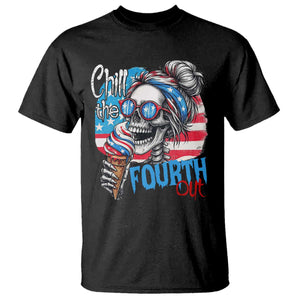 Funny Chill The Fourth Out 4th Of July T Shirt Patriotic Skeleton Popsicle US Flag TS11 Black Print Your Wear