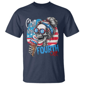 Funny Chill The Fourth Out 4th Of July T Shirt Patriotic Skeleton Popsicle US Flag TS11 Navy Print Your Wear