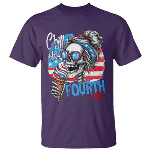 Funny Chill The Fourth Out 4th Of July T Shirt Patriotic Skeleton Popsicle US Flag TS11 Purple Print Your Wear