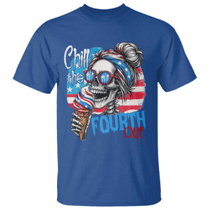 Funny Chill The Fourth Out 4th Of July T Shirt Patriotic Skeleton Popsicle US Flag TS11 Royal Blue Print Your Wear