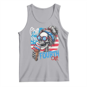 Funny Chill The Fourth Out 4th Of July Tank Top Patriotic Skeleton Popsicle US Flag TS11 Athletic Heather Print Your Wear