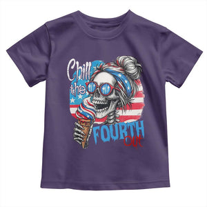 Funny Chill The Fourth Out 4th Of July Toddler T Shirt Patriotic Skeleton Popsicle US Flag TS11 Purple Print Your Wear
