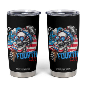 Funny Chill The Fourth Out 4th Of July Tumbler Cup Patriotic Skeleton Popsicle US Flag TS11 Black Print Your Wear
