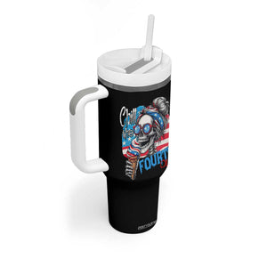 Funny Chill The Fourth Out 4th Of July Tumbler With Handle Patriotic Skeleton Popsicle US Flag TS11 Print Your Wear