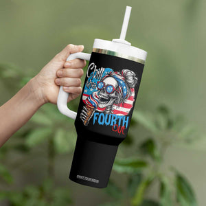 Funny Chill The Fourth Out 4th Of July Tumbler With Handle Patriotic Skeleton Popsicle US Flag TS11 Print Your Wear