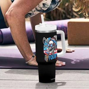 Funny Chill The Fourth Out 4th Of July Tumbler With Handle Patriotic Skeleton Popsicle US Flag TS11 Print Your Wear