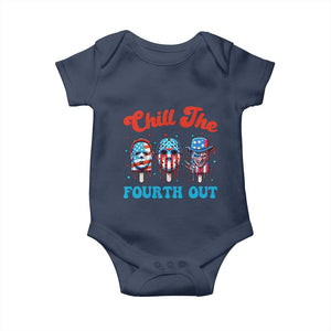 Funny Chill The Fourth Out Baby Onesie 4th of July Horror Movie Popsicle Mask USA Flag TS11 Navy Print Your Wear