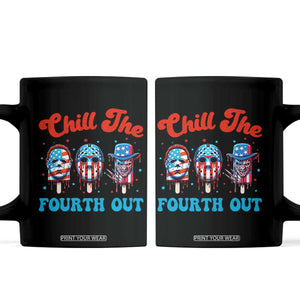 Funny Chill The Fourth Out Coffee Mug 4th of July Horror Movie Popsicle Mask USA Flag TS11 Black Print Your Wear