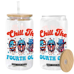Funny Chill The Fourth Out Glass Can 4th of July Horror Movie Popsicle Mask USA Flag TS11 Black Print Your Wear