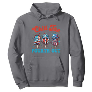 Funny Chill The Fourth Out Hoodie 4th of July Horror Movie Popsicle Mask USA Flag TS11 Charcoal Print Your Wear