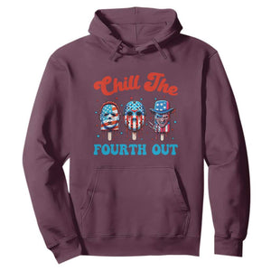 Funny Chill The Fourth Out Hoodie 4th of July Horror Movie Popsicle Mask USA Flag TS11 Maroon Print Your Wear