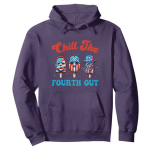 Funny Chill The Fourth Out Hoodie 4th of July Horror Movie Popsicle Mask USA Flag TS11 Purple Print Your Wear
