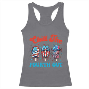 Funny Chill The Fourth Out Racerback Tank Top 4th of July Horror Movie Popsicle Mask USA Flag TS11 Charcoal Print Your Wear