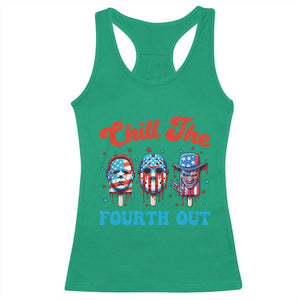 Funny Chill The Fourth Out Racerback Tank Top 4th of July Horror Movie Popsicle Mask USA Flag TS11 Irish Green Print Your Wear