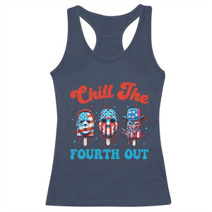 Funny Chill The Fourth Out Racerback Tank Top 4th of July Horror Movie Popsicle Mask USA Flag TS11 Navy Print Your Wear