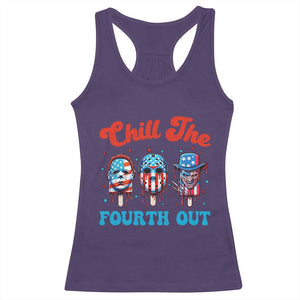 Funny Chill The Fourth Out Racerback Tank Top 4th of July Horror Movie Popsicle Mask USA Flag TS11 Purple Print Your Wear
