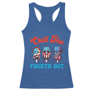 Funny Chill The Fourth Out Racerback Tank Top 4th of July Horror Movie Popsicle Mask USA Flag TS11 Royal Blue Print Your Wear