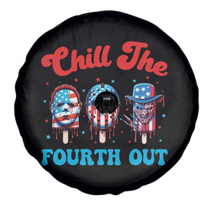 Funny Chill The Fourth Out Spare Tire Cover 4th of July Horror Movie Popsicle Mask USA Flag TS11 Print Your Wear