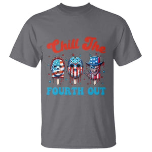 Funny Chill The Fourth Out T Shirt 4th of July Horror Movie Popsicle Mask USA Flag TS11 Charcoal Print Your Wear