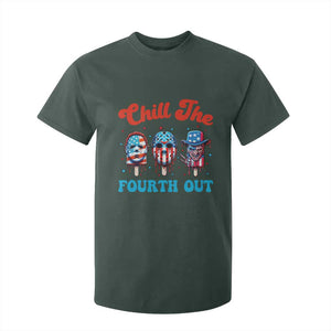 Funny Chill The Fourth Out T Shirt For Kid 4th of July Horror Movie Popsicle Mask USA Flag TS11 Dark Forest Green Print Your Wear