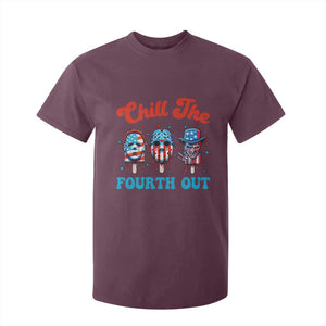 Funny Chill The Fourth Out T Shirt For Kid 4th of July Horror Movie Popsicle Mask USA Flag TS11 Maroon Print Your Wear