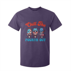 Funny Chill The Fourth Out T Shirt For Kid 4th of July Horror Movie Popsicle Mask USA Flag TS11 Purple Print Your Wear