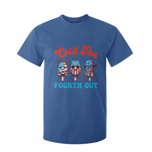 Funny Chill The Fourth Out T Shirt For Kid 4th of July Horror Movie Popsicle Mask USA Flag TS11 Royal Blue Print Your Wear