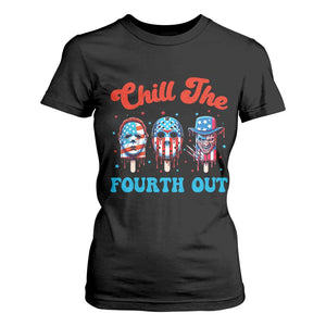 Funny Chill The Fourth Out T Shirt For Women 4th of July Horror Movie Popsicle Mask USA Flag TS11 Black Print Your Wear