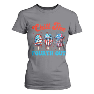 Funny Chill The Fourth Out T Shirt For Women 4th of July Horror Movie Popsicle Mask USA Flag TS11 Charcoal Print Your Wear