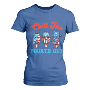 Funny Chill The Fourth Out T Shirt For Women 4th of July Horror Movie Popsicle Mask USA Flag TS11 Royal Blue Print Your Wear