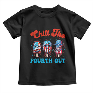 Funny Chill The Fourth Out Toddler T Shirt 4th of July Horror Movie Popsicle Mask USA Flag TS11 Black Print Your Wear