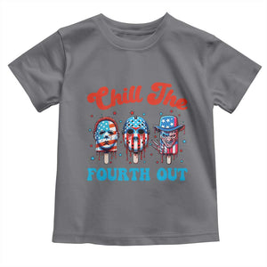 Funny Chill The Fourth Out Toddler T Shirt 4th of July Horror Movie Popsicle Mask USA Flag TS11 Charcoal Print Your Wear