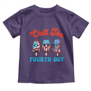Funny Chill The Fourth Out Toddler T Shirt 4th of July Horror Movie Popsicle Mask USA Flag TS11 Purple Print Your Wear