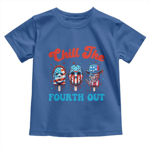 Funny Chill The Fourth Out Toddler T Shirt 4th of July Horror Movie Popsicle Mask USA Flag TS11 Royal Blue Print Your Wear