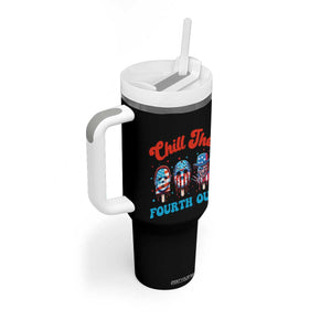 Funny Chill The Fourth Out Tumbler With Handle 4th of July Horror Movie Popsicle Mask USA Flag TS11 Print Your Wear
