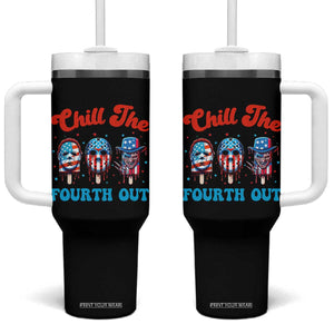 Funny Chill The Fourth Out Tumbler With Handle 4th of July Horror Movie Popsicle Mask USA Flag TS11 One Size: 40 oz Black Print Your Wear