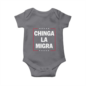 Funny Chinga La Migra Baby Onesie Star Stripes TS11 Charcoal Print Your Wear