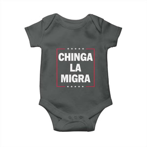 Funny Chinga La Migra Baby Onesie Star Stripes TS11 Dark Heather Print Your Wear