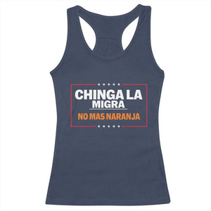 Funny Chinga La Migra No Mas Naranja Racerback Tank Top Star Stripes TS11 Navy Print Your Wear