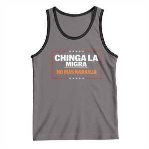 Funny Chinga La Migra No Mas Naranja Tank Top Star Stripes TS11 Deep Heather Black Print Your Wear