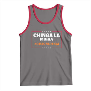 Funny Chinga La Migra No Mas Naranja Tank Top Star Stripes TS11 Deep Heather Red Print Your Wear