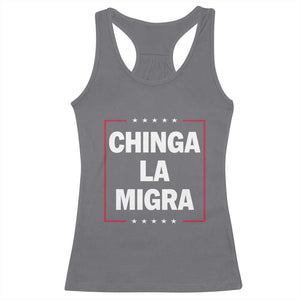 Funny Chinga La Migra Racerback Tank Top Star Stripes TS11 Charcoal Print Your Wear