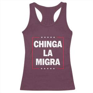 Funny Chinga La Migra Racerback Tank Top Star Stripes TS11 Maroon Print Your Wear